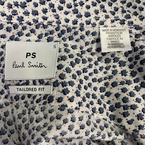 PS by PAUL SMITH Size S White Grey Abstract Cotton Long Sleeve Shirt