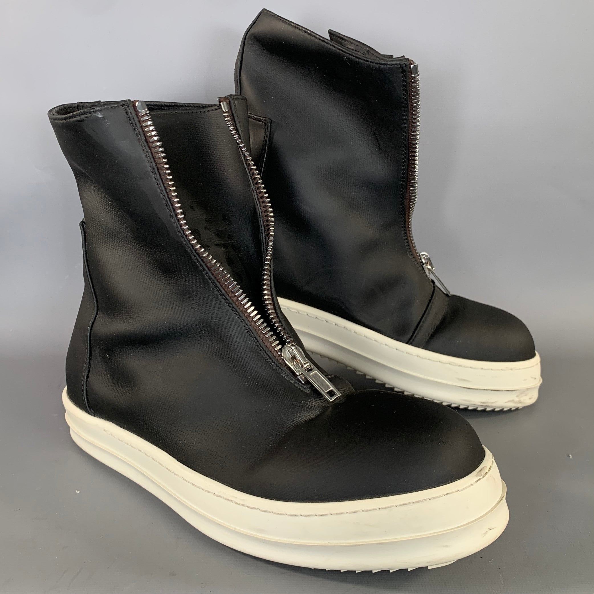 DRKSHDW Size 9 Black White Leather Zip Up Boots – Sui Generis