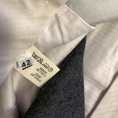 BRIONI Size 42 Grey Gunmetal Textured Wool Pleated Dress Pants