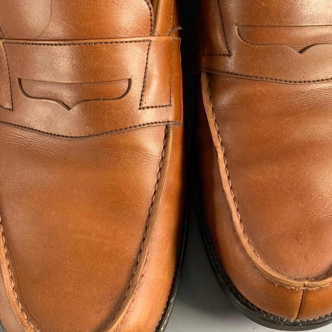 J.M. WESTON Size 10.5 Brown Leather Split Toe Penny Loafers