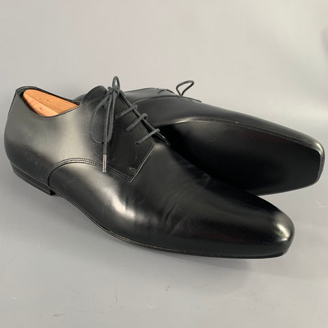 DRIES VAN NOTEN Size 10 Black Leather Derby Lace-Up Shoes