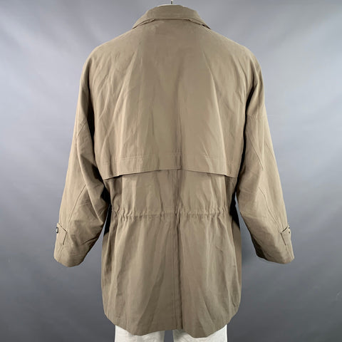SANYO  by CAROL COHEN Vintage 1990s Size XL Khaki Polyester Blend Hidden Placket Coat