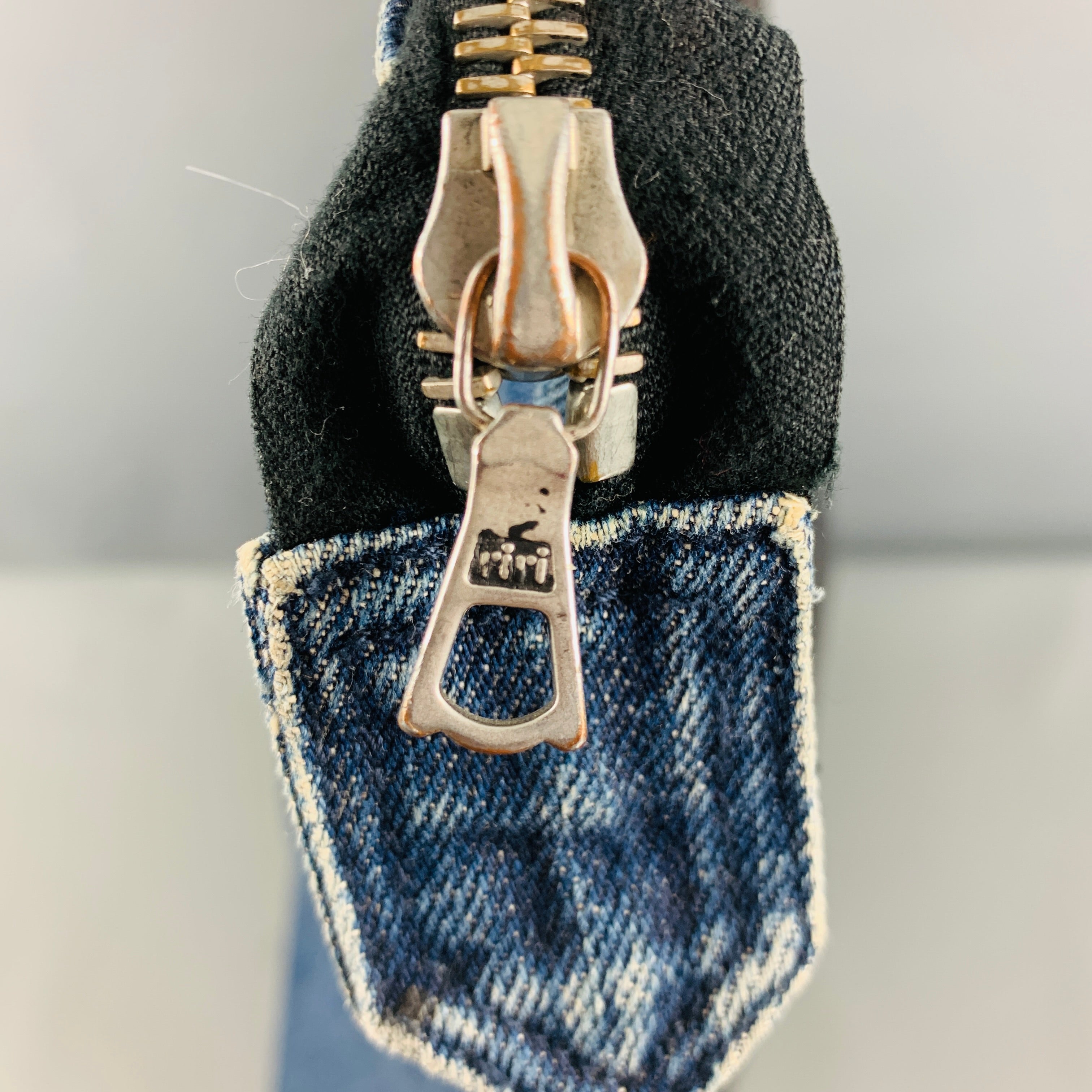 dries van noten 90s〜00s デニム×レザー　ショルダーバッグ DRIES VAN NOTEN Indigo Black Studded Leather Trim Denim Bags – Sui