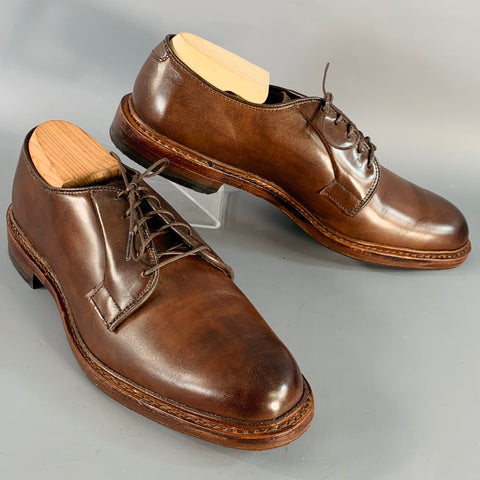 ALLEN EDMONDS Size 7 Leeds Brown Cigar Leather Derby Lace-Up Shoes