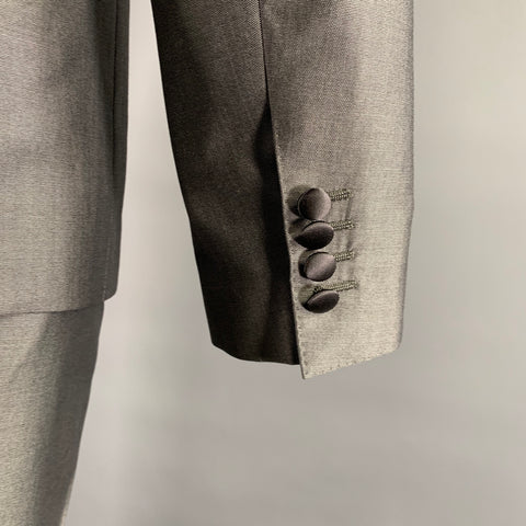 DOLCE & GABBANA Size 40 Grey Wool Silk Peak Lapel Tuxedo