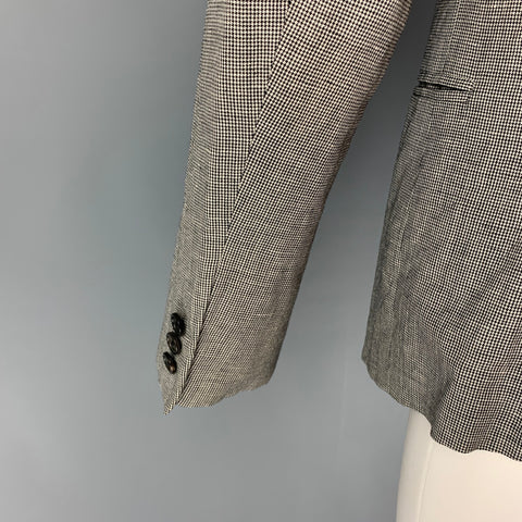 BAND OF OUTSIDERS Talla 42 Abrigo deportivo de lana de pata de gallo blanco y negro