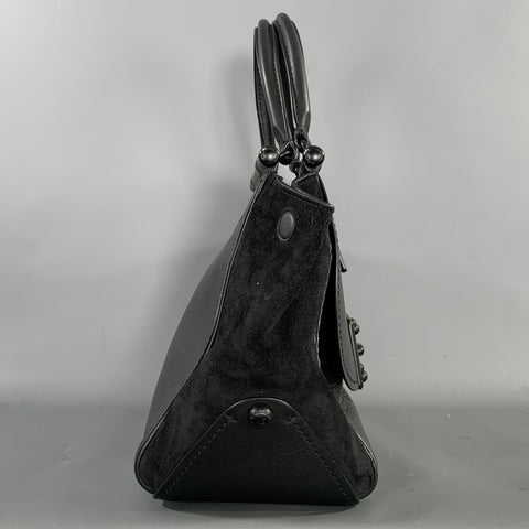 COACH Black B1781-38389 Suede Leather Handbag & Leather Goods