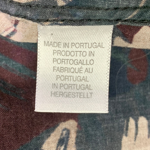 Chemise manches longues PS by PAUL SMITH Taille XL Gris Beige Feuilles bordeaux