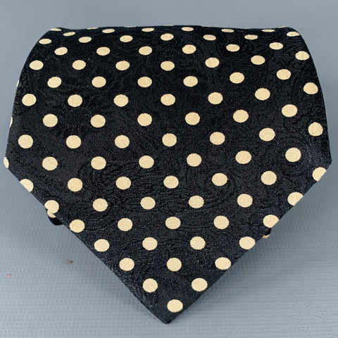 BALLY Black White Polka Dot Silk Tie
