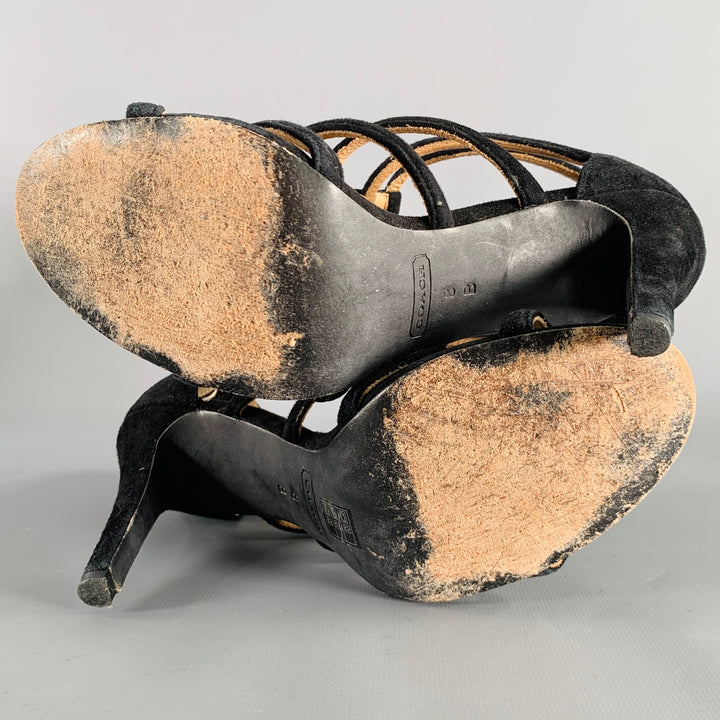 COACH Size 8 Lavania Black Suede Gladiator Sandals