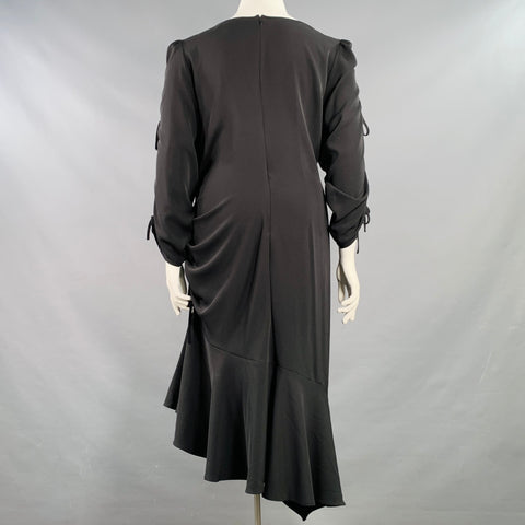 RODARTE Robe asymétrique froncée noire en mélange de polyester, taille 18