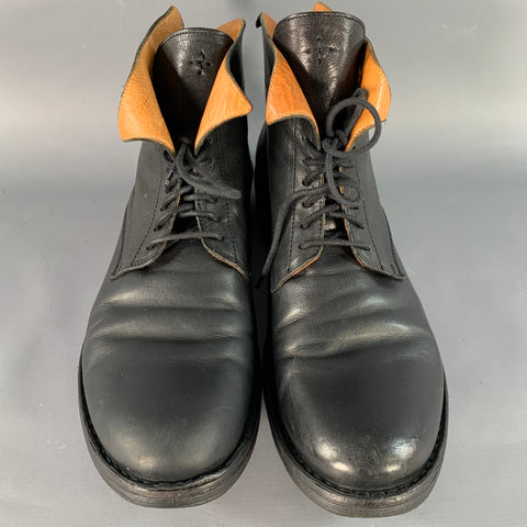 FIORENTINI + BAKER Size 10 Black Leather Lace-Up Ankle Boots