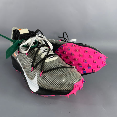 OFF-WHITE Size 13.5 Vapor Street Black Pink Color Block Lace-Up Sneakers