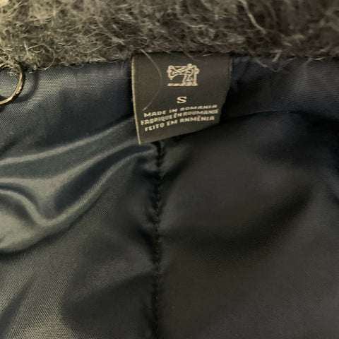 SCOTCH AND SODA Chest Size S Grey Black Gingham Wool Blend Overcoat