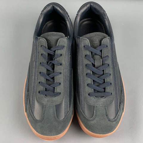 STONE ISLAND Taille 11 Baskets basses en cuir à tissus mélangés noir beige