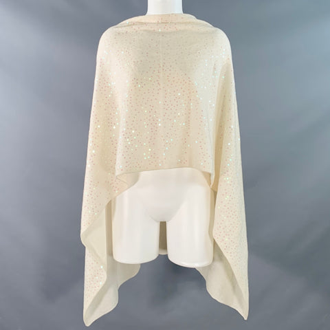 NEIMAN MARCUS Beige Pink Sequined Cashmere Scarf Shawl