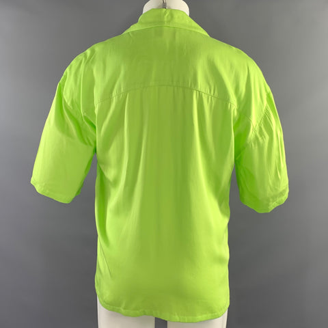 MARTINE ROSE SS2024 Size S Green Lime Polyester Blend Button Up Short Sleeve Shirt