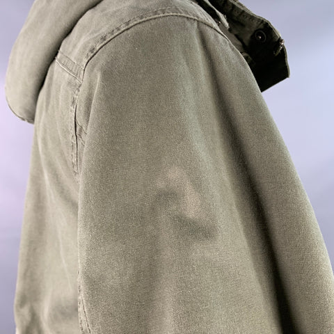 PRANA Size M Green Olive Hooded Faux Shearling Zip Snaps Coat
