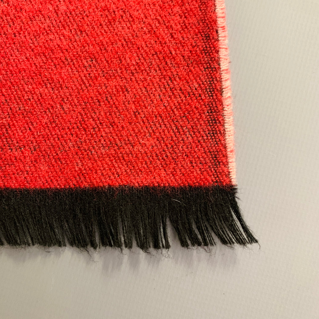 WALTER VAN BEIRENDONCK Red Tan Print Fringe Scarf