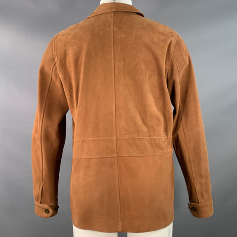 VALSTAR Size 40 Field Camel Lambskin Suede Drawstring Jacket