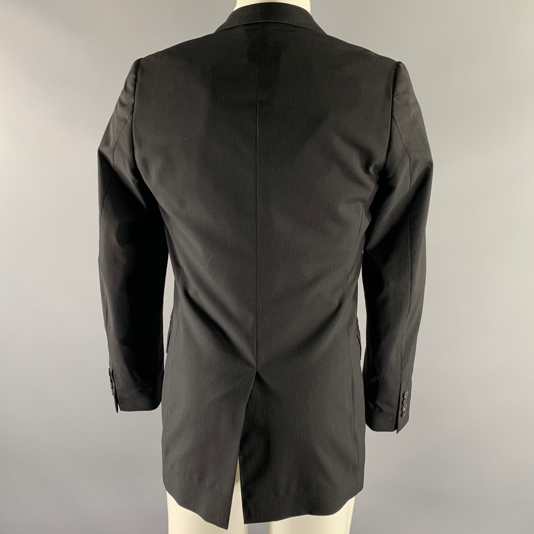 DRIES VAN NOTEN Size 36 Black Stripe Wool Notch Lapel Sport Coat