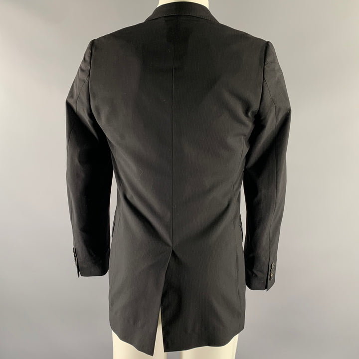 DRIES VAN NOTEN Size 36 Black Stripe Wool Notch Lapel Sport Coat