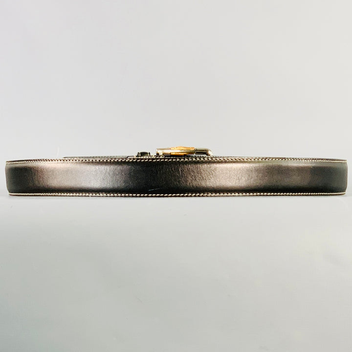 GUCCI Size 36 Black Natural Leather Bamboo Buckle Belt