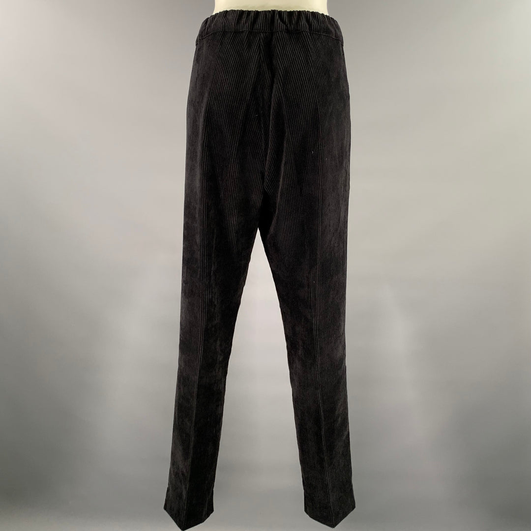 D. EXTERIOR Size 12 Black Polyester Elastane Corduroy Pants