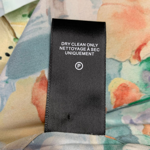 Chemise NAHMIAS à manches longues en soie imprimée multicolore paysage hélicoptère, taille S
