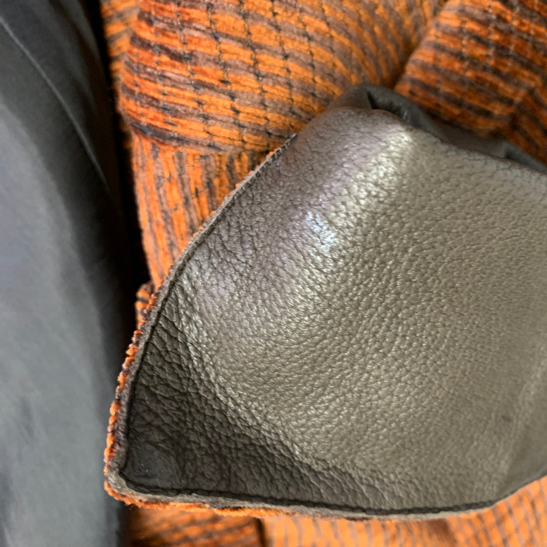 AKRIS Size 8 Orange Brown Polyester Cotton Velvet Leather Cuffs Jacket Blazer