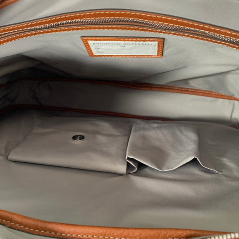BRUNELLO CUCINELLI Tan Leather Briefcase Bag