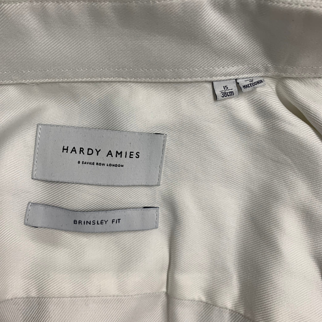 HARDY AMIES Size S White Twill Cotton Long Sleeve Shirt