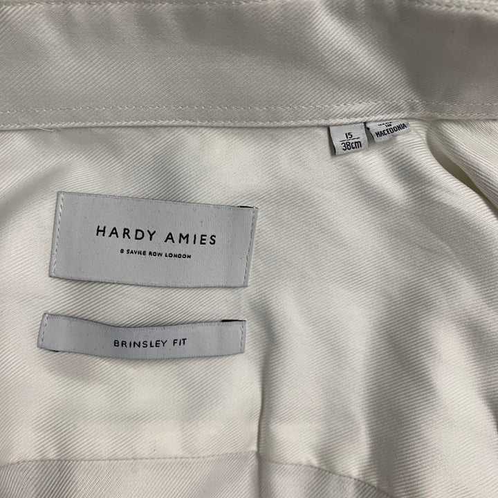 HARDY AMIES Size S White Twill Cotton Long Sleeve Shirt