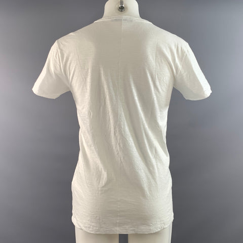 DOLCE & GABBANA Size S White Cream See Through Cotton Linen V Neck T shirt