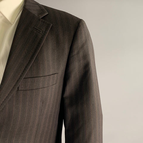 TED BAKER Chest Size 40 Black Multi Color Pinstripe Wool Notch Lapel 32 31 Suit