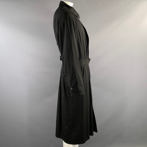 GIORGIO ARMANI Size 42 Black Wool & Nylon Trench Coat