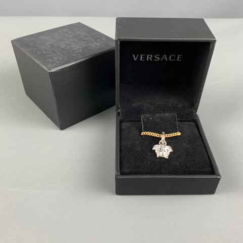 VERSACE Silver Gold Medusa Heads Metal Pendant Chocker Necklace