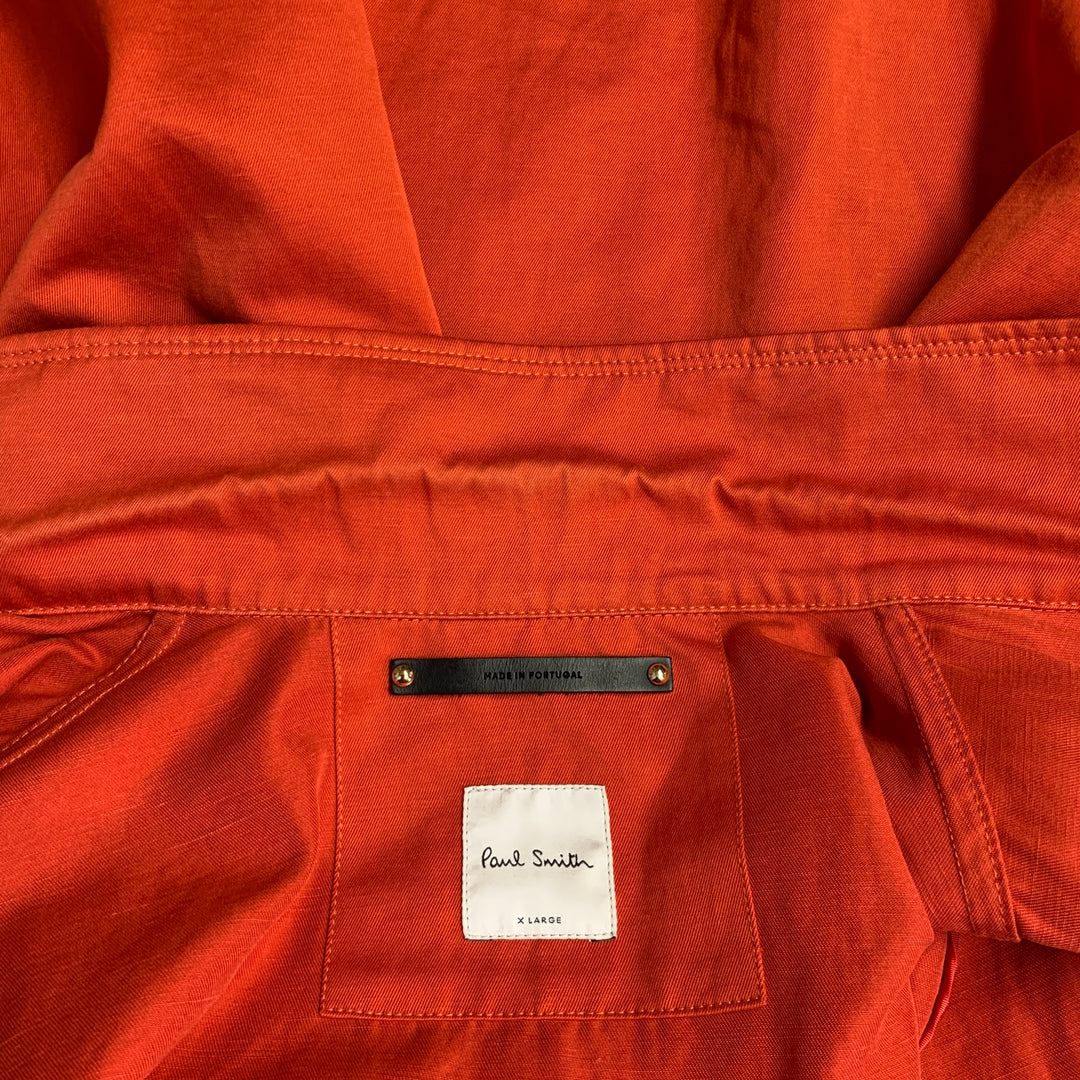 PAUL SMITH Size XL Orange Twill Linen Cotton Chore Jacket