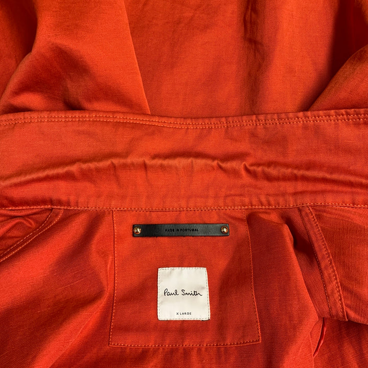 PAUL SMITH Size XL Orange Twill Linen Cotton Chore Jacket