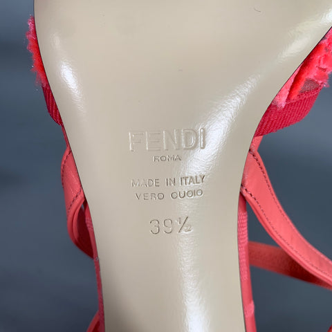 FENDI Size 9 Pink Neon Microfiber Monogram Calfskin Slingback Pumps