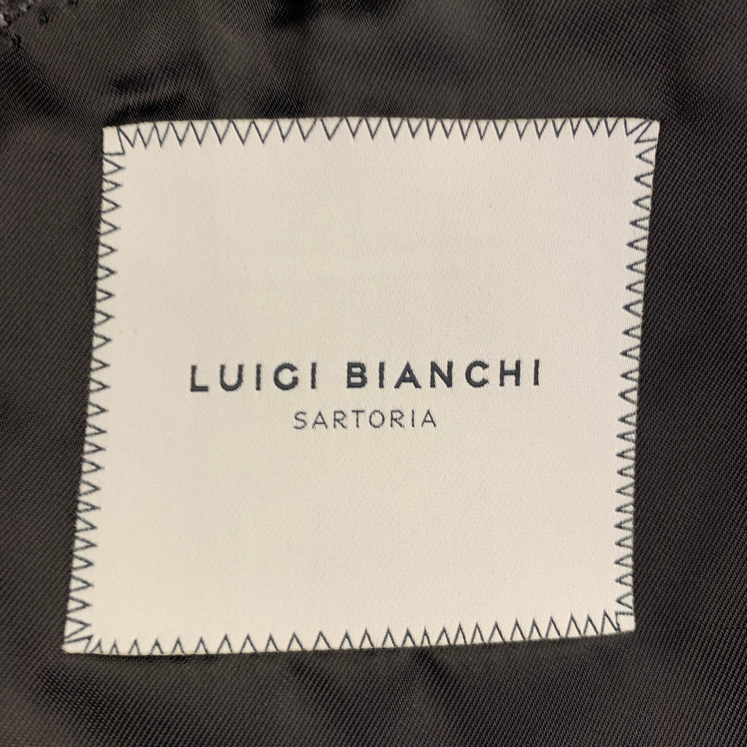 LUIGI BIANCHI Size 40 Regular Grey Charcoal Checkered Notch Lapel Sport Coat