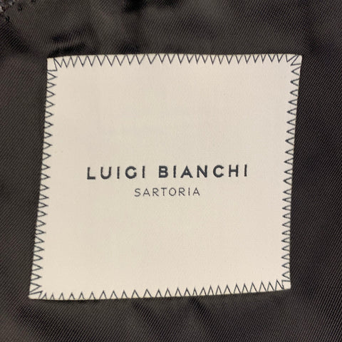LUIGI BIANCHI Size 40 Regular Grey Charcoal Checkered Notch Lapel Sport Coat