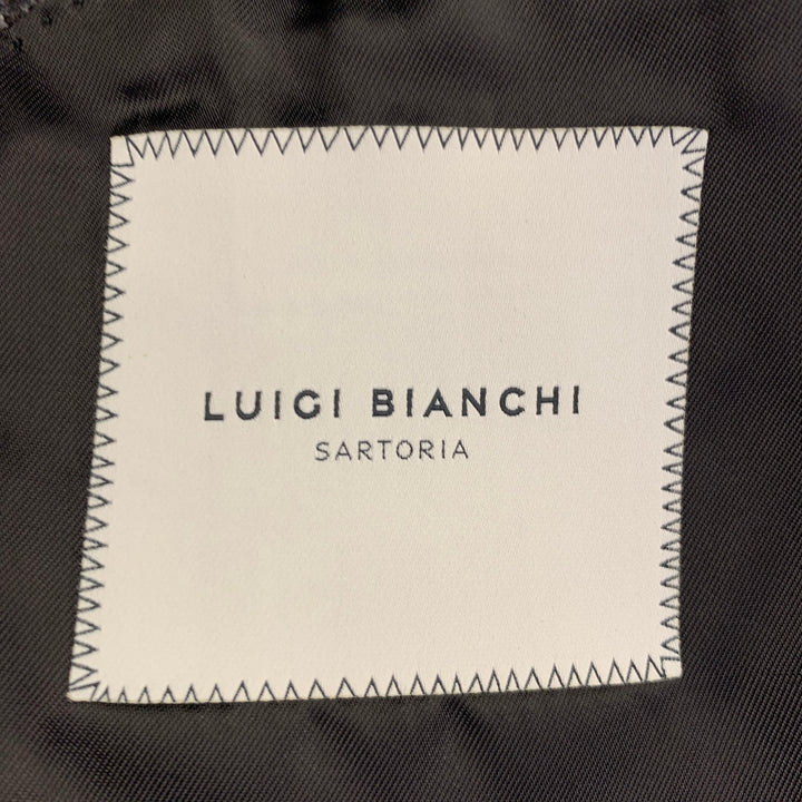 LUIGI BIANCHI Size 40 Regular Grey Charcoal Checkered Notch Lapel Sport Coat