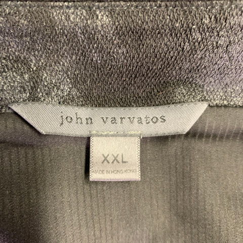 JOHN VARVATOS Size XXL Black Grey Marbled Polyester Blend Jacket