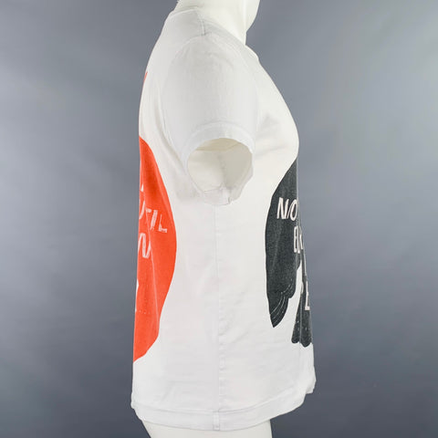 COMME des GARCONS HOMME PLUS Size S White Black Graphic Cotton Crew Neck T-shirt
