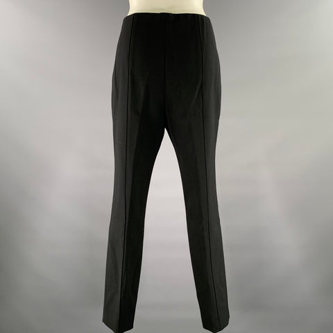 THE ROW Size 12 Black Wool Elastane Pintuck Side Zipper Pants