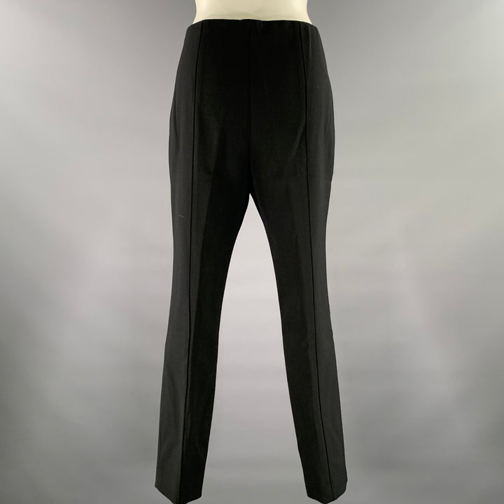 THE ROW Size 12 Black Wool Elastane Pintuck Side Zipper Pants