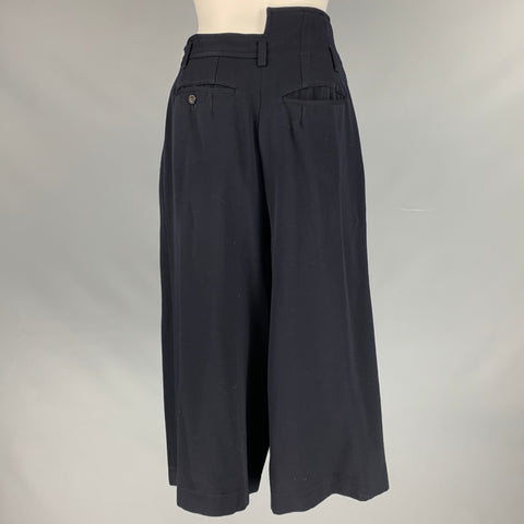 COMME des GARCONS 1988 Size M Navy Wool Drop Crotch Wide Leg Dress Pants
