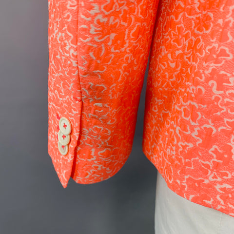 JIL SANDER Size 42 Pink White Textured Abstract Floral Cotton Blend Peak Lapel Sport Coat