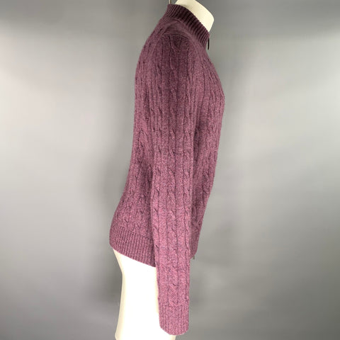 ETRO Size M Purple Cable Knit Cashmere Zip Up Jacket